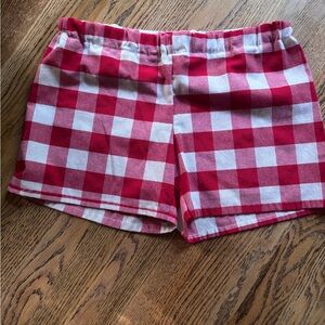 Handmade one-of-a-kind up cycle, Italian restaurant tablecloth shorts